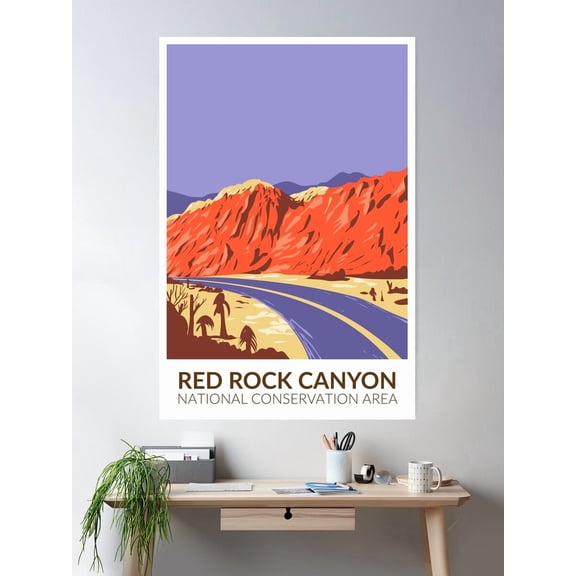 Kna Prints - 1 Pc Poster Red Rock Canyon National Conservation Area Mojave Vintage, UNFRAMED-12x18