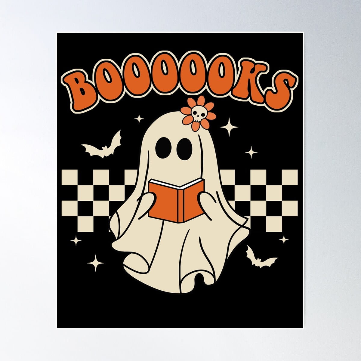 Kna Prints - 1 Pc Poster Retro Cute Ghost Book Reading Halloween ...
