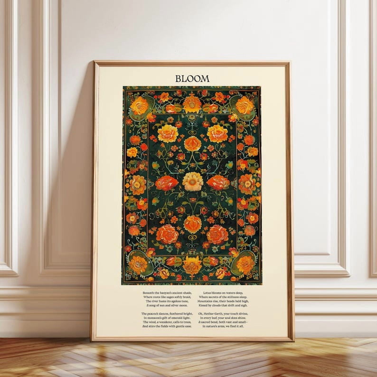 Kna Prints - 1 Pc Poster Retro Floral Art Print With Poetic Verse ...
