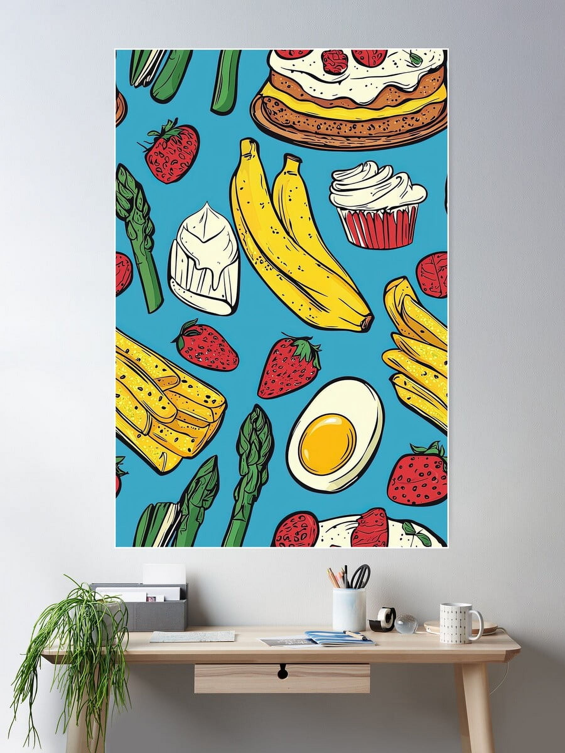 Kna Prints - 1 Pc Poster Retro-Inspired Food Elements In A Lively ...