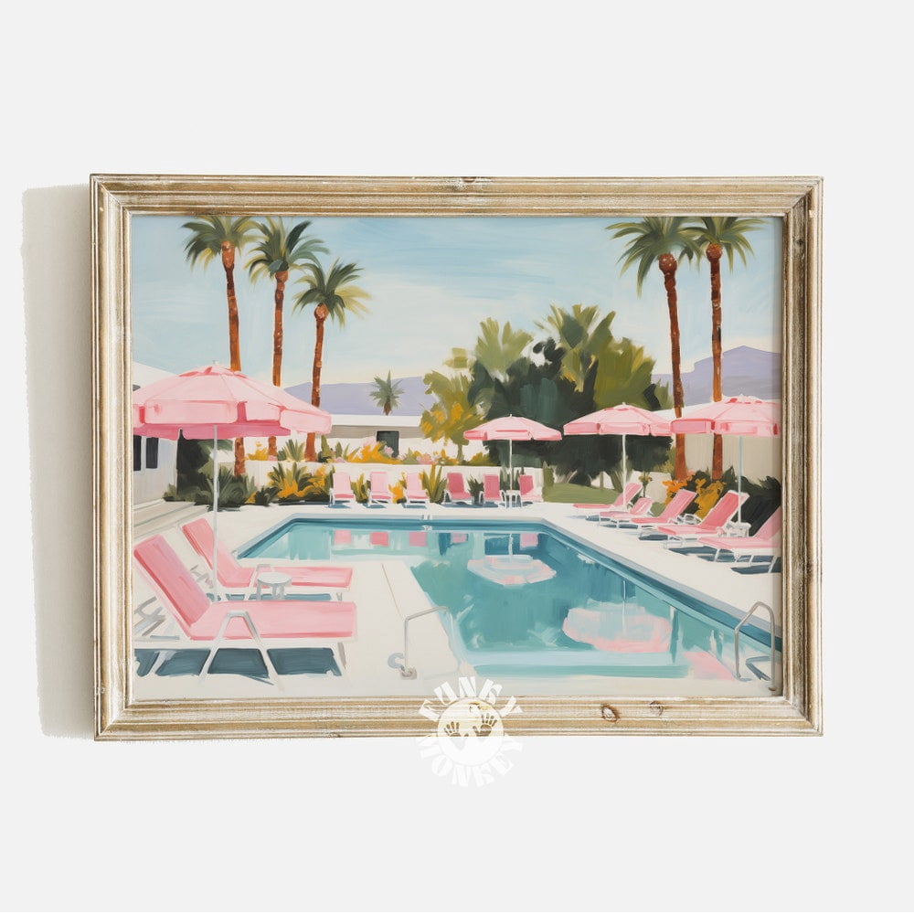 Kna Prints - 1 Pc Poster Retro Palm Springs Pool Print, Swimming Pool ...