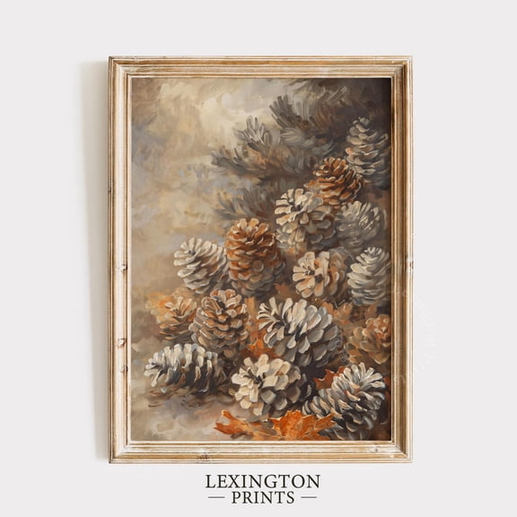 Kna Prints - 1 Pc Poster Rustic Fall Pinecone Wall Art, Brown Fall Print Autumn Print, Rustic Pinecone Decor Vintage Fall Home Decor Neutral Art Print 754, UNFRAMED-8x12