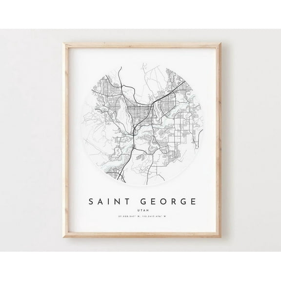 Kna Prints - 1 Pc Poster Saint George Map Print, Saint George Map City Wall Art, Ut Road Map, Utah Print Street Map Decor, Office Gift, L823V4, UNFRAMED-8x12
