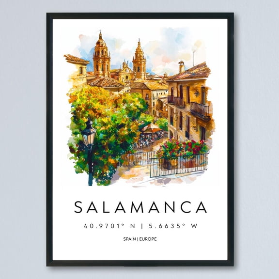 Kna Prints - 1 Pc Poster Salamanca Watercolor Poster Salamanca Travel Spain Wall Art Salamanca Decor Historic City Scene Cathedral View Plaza Landscape , UNFRAMED-8x12