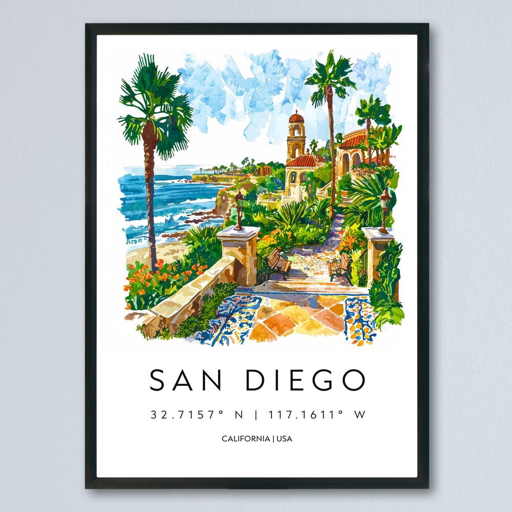Kna Prints - 1 Pc Poster San Diego Watercolor Poster San Diego Travel ...