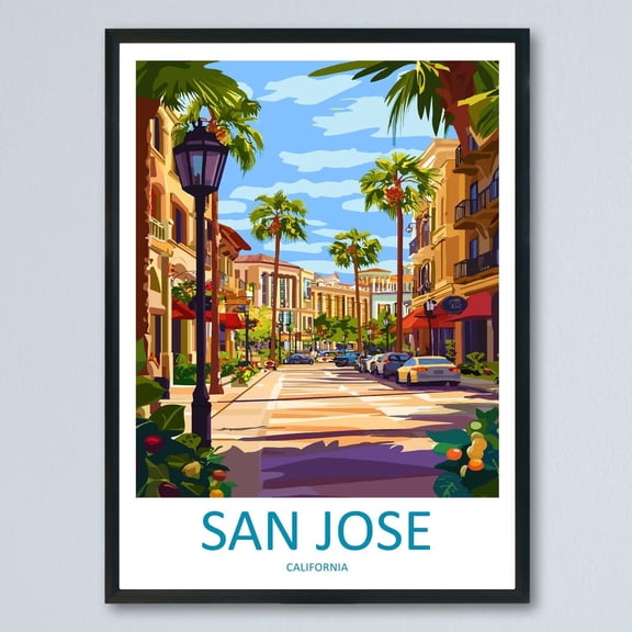 Kna Prints - 1 Pc Poster San Jose Travel Poster California Wall Art Cityscape Silicon Valley View Illustration Bay Area Decor San Jose Gift Souvenir, UNFRAMED-8x12