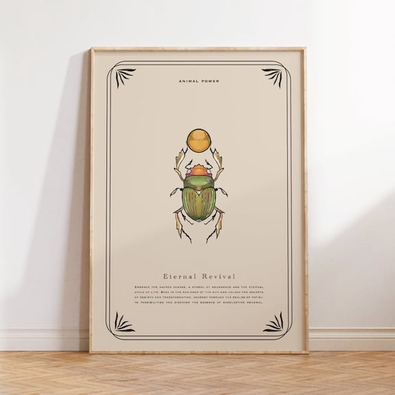 Kna Prints - 1 Pc Poster Scarab Beetle Print Poster, Spiritual Decor, Beetle Art Prints, Bug Art Print Antic Rustic Vintage Home Decor, UNFRAMED-16x24