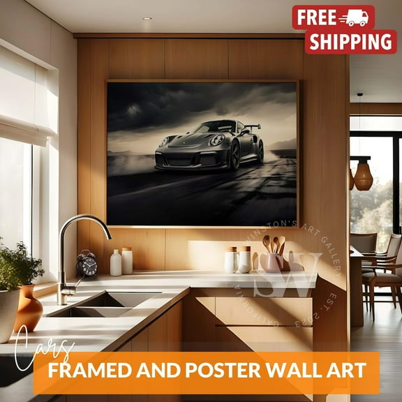 Kna Prints - 1 Pc Poster Silver 2019 Porsche 911 Gt3 Rs Car Classic Car Art Gift For Car Enthusiasts Mancave Decor Decor For Living Room Bedroom,, UNFRAMED-12x18