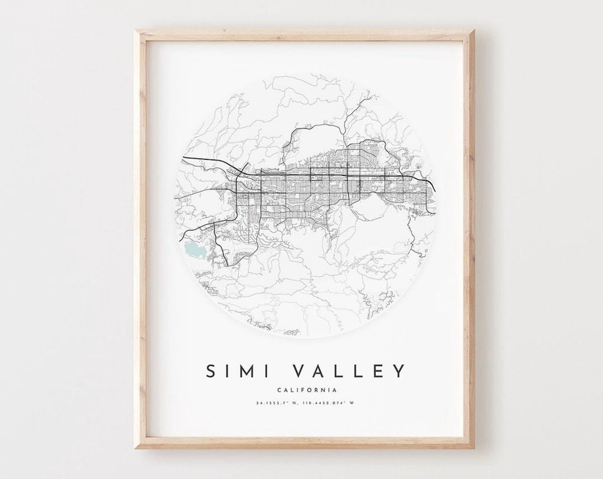 Kna Prints - 1 Pc Poster Simi Valley Map Print, Simi Valley Map City ...