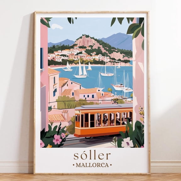 Kna Prints - 1 Pc Poster Soller Mallorca Travel Poster, Spain Coastal Village Art, Mediterranean Island Print, Rustic Home Decor, Summer Getaway Gift, UNFRAMED-8x12