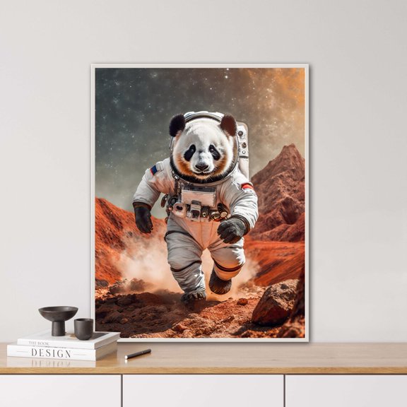 Kna Prints - 1 Pc Poster Space Panda, Ai Generated, Panda, Space, Digital Animal Portrait, Digi Art, , Children'S Room Decor For Living Room Bedroom,, UNFRAMED-8x12