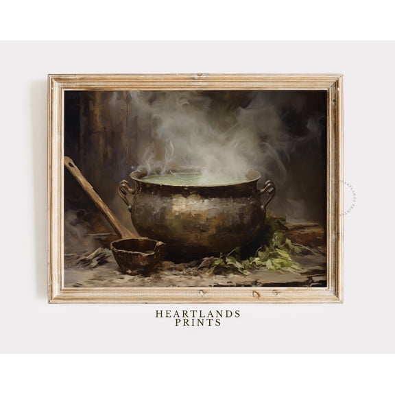 Kna Prints - 1 Pc Poster Spooky Soup Cauldron Painting, Printable Halloween Wall Art, Halloween Decor, Witch Cauldron Art Print, Halloween Artwork, UNFRAMED-16x24