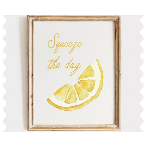 Kna Prints - 1 Pc Poster Squeeze The Day Printlemon Kitchen Wall Art, Sny Citrus Decor, Inspirational Quote For Summer, Gift For Foodie Or Hostess, UNFRAMED-12x18