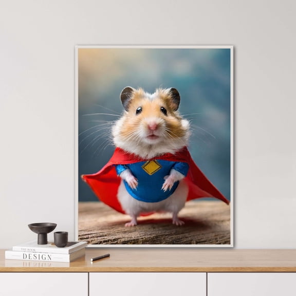 Kna Prints - 1 Pc Poster Superhero Hamster, Ai Generated, Digital Animal Portrait, Digi Art, , Children'S Room Decor For Living Room Bedroom,, UNFRAMED-8x12
