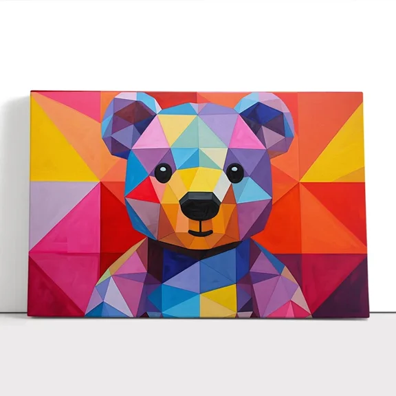 Kna Prints - 1 Pc Poster Teddy Bear Geometric Wall Art Poster Home Decor, UNFRAMED-8x12