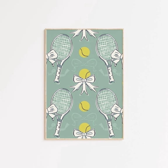 Kna Prints - 1 Pc Poster Tennis Coquette Wall Art Printable Preppy Bow Decor, Aesthetic Sports Print, Dorm Girl Gift Idea, For Bedroom, UNFRAMED-24x36