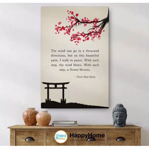 Kna Prints - 1 Pc Poster Thich Nhat Hanh Quote Meditation Wall Art With Each Step A Flower Blooms No Wall Art,, UNFRAMED-12x18