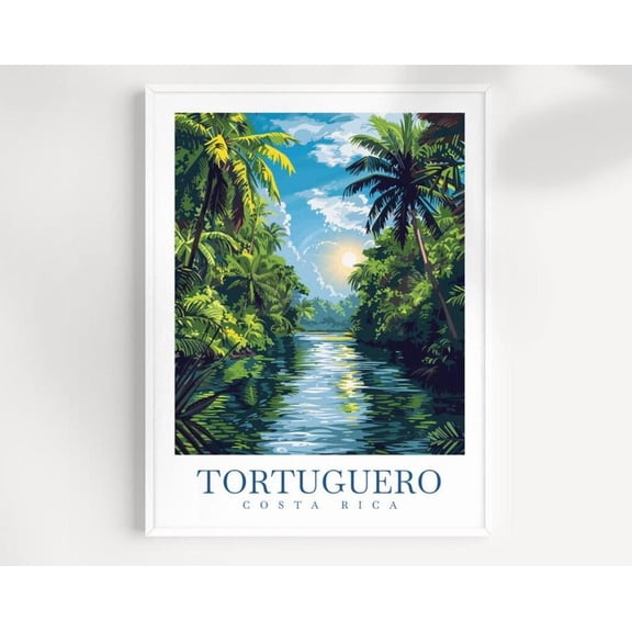 Kna Prints - 1 Pc Poster Tortuguero Costa Rica Travel Print Wall Art Illustrated Jgle & River Landscape, Nature Artwork, Costa Rica Decor, Adventure Gift, UNFRAMED-12x18