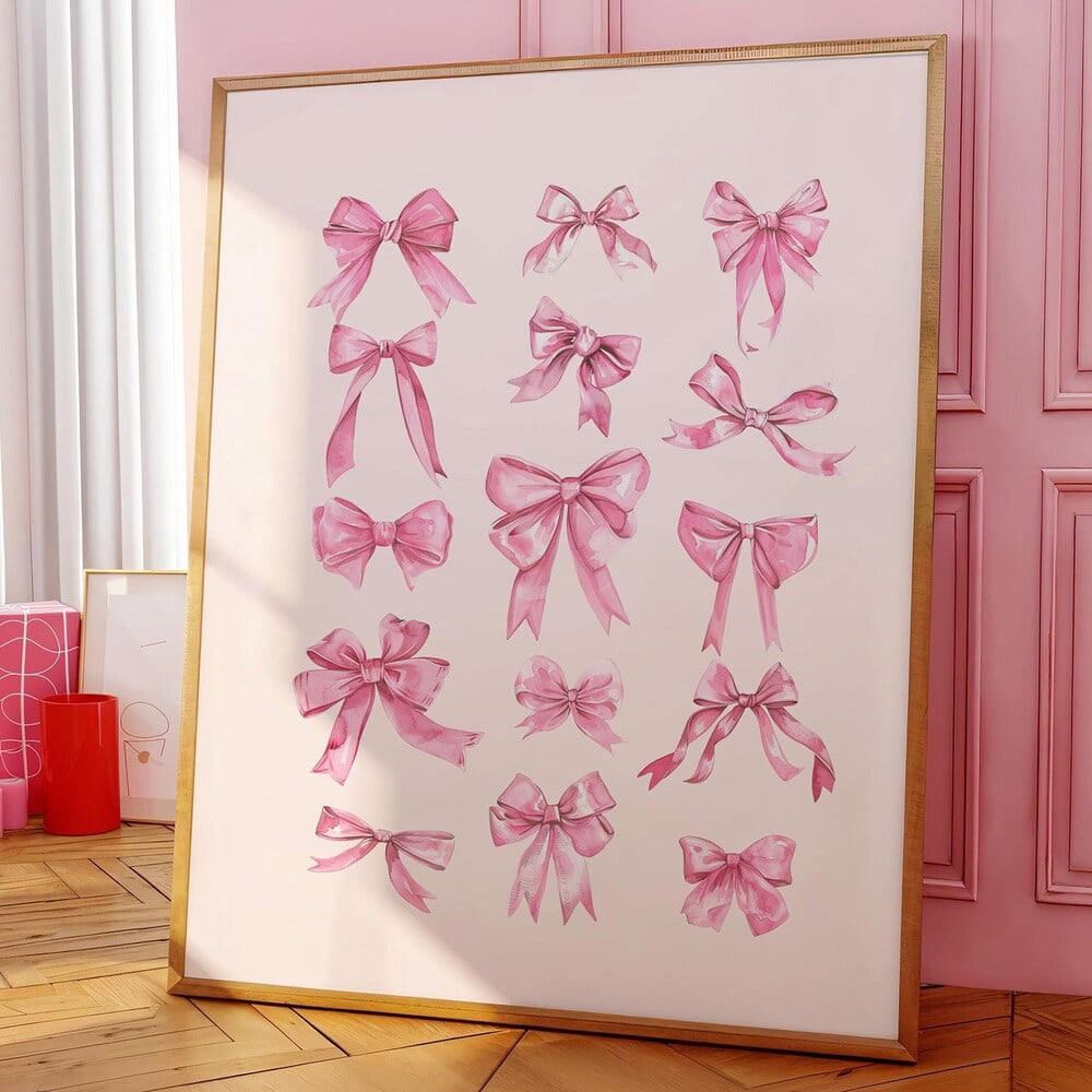 Kna Prints - 1 Pc Poster Trendy Pink Bow Wall Art Print, Pink Coquette ...