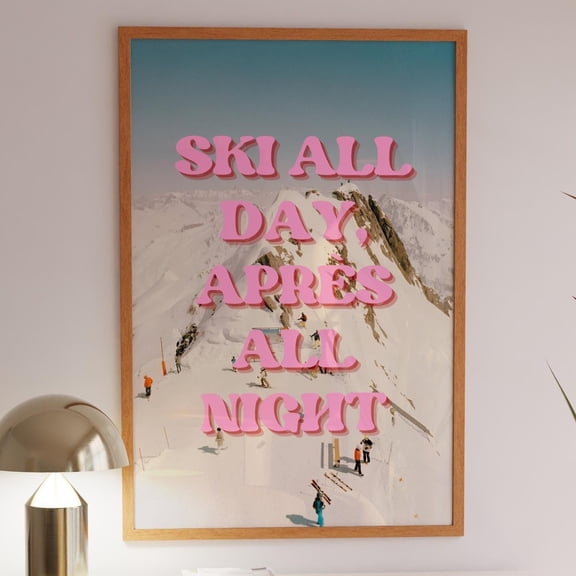 Kna Prints - 1 Pc Poster Trendy Retro Apres Ski Print, Winter Prints, Vintage Bar Cart Decor, Preppy Ski Art, Newspaper Magazine Print, Quote Apres Ski Wall Print Wall Art, UNFRAMED-16x24
