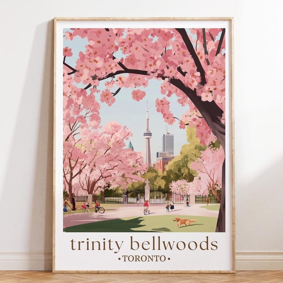 Kna Prints - 1 Pc Poster Trinity Bellwoods Park Spring Print, Toronto Spring Scene, Canada Seasonal Art, Urban Nature Wall Decor, UNFRAMED-16x24