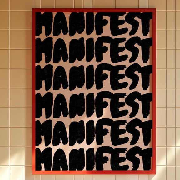 Kna Prints - 1 Pc Poster Typography Poster, Manifest Print, Black Wall Art, Trendy Quote Print, Affirmation Poster, Dopamine Decor, Retro Poster, Livingroom Decor, UNFRAMED-24x36