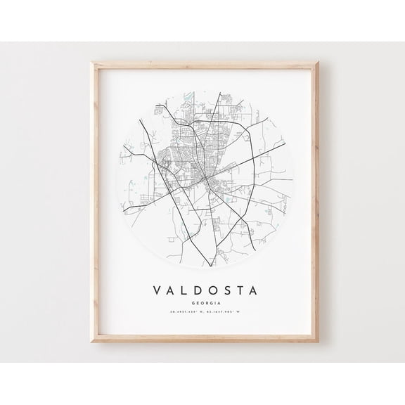 Kna Prints - 1 Pc Poster Valdosta Map Print, Valdosta Map City Wall Art, Ga Road Map, Georgia Print Street Map Decor, Office Gift, L1007V4, UNFRAMED-16x24