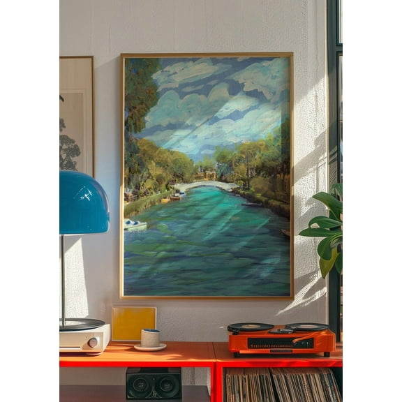 Kna Prints - 1 Pc Poster Venice Beach California Travel Print Vintage Los Angeles Midcentury Modern Mixed Media Painting Retro Ocean Swimming Decor, UNFRAMED-8x12