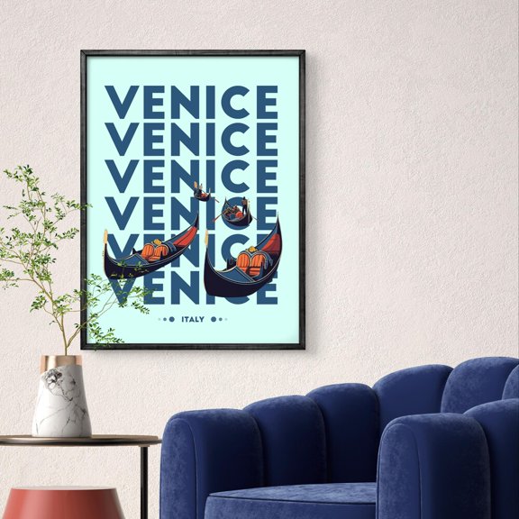 Kna Prints - 1 Pc Poster Venice Poster, Gondola Wall Art, Italy Travel Print, Able Poster, Romantic Canal Decor, Gift For Venice Lovers, UNFRAMED-12x18