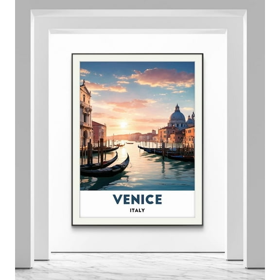 Kna Prints - 1 Pc Poster Venice Ssetromantic Gondola View, Grand Canal Venice Art, Italian Cityscape Decor, UNFRAMED-16x24