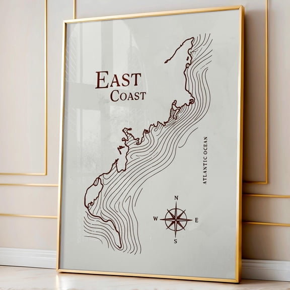 Kna Prints - 1 Pc Poster Vintage Nautical Cartographic Map Of The East Coast, Beach Wall Art, Coastal Decor Poster, Nautical Home Decor, Beachy Decor, Housewarming, UNFRAMED-12x18