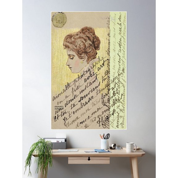Kna Prints - 1 Pc Poster Vintage Postcard Thank You Dear Raphael Kirchner (1876 1917), UNFRAMED-8x12