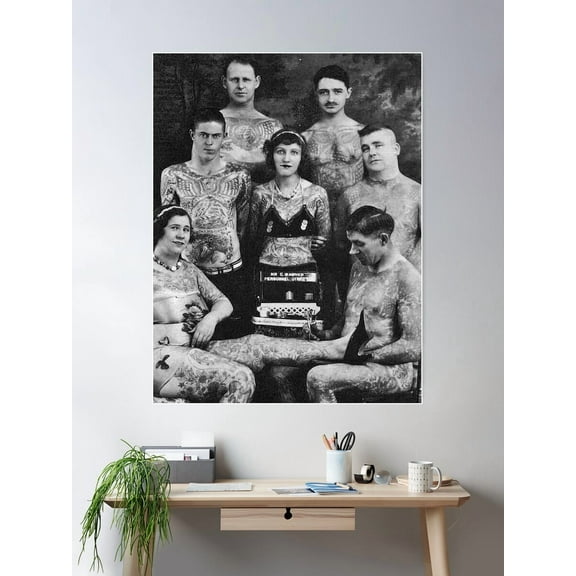Kna Prints - 1 Pc Poster Vintage Tattoo Art On Body Extreme Tattoo, UNFRAMED-8x12