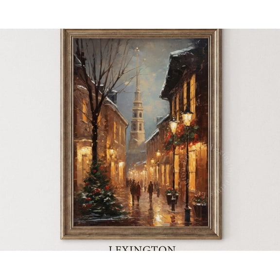 Kna Prints - 1 Pc Poster Vintage Wall Art Town City Oil Painting Village Decor American Winter Print 248, UNFRAMED-8x12