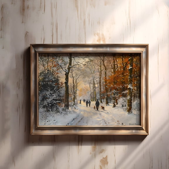 Kna Prints - 1 Pc Poster Vintage Winter Landscape Painting, Antique Snowy Scene Art For Cabin Decor, Rustic Winter Wall Art, Perfect Holiday Gift, , UNFRAMED-8x12