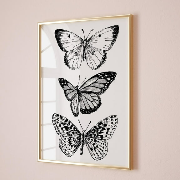 Kna Prints - 1 Pc Poster White Black Butterfly Poster Print, Butterfly Wall Art, Trendy Wall Art,Preppy Room Decor,Maximalist Decor,Printable Boho Wall Art,Boho Deco, UNFRAMED-8x12