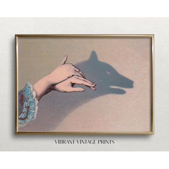 Kna Prints - 1 Pc Poster Wolf Shadow Art Vintage Wall Art Vintage Wolf Art Shadow Play Art Muted Neutral Colors Printable Wall Art #617, UNFRAMED-8x12
