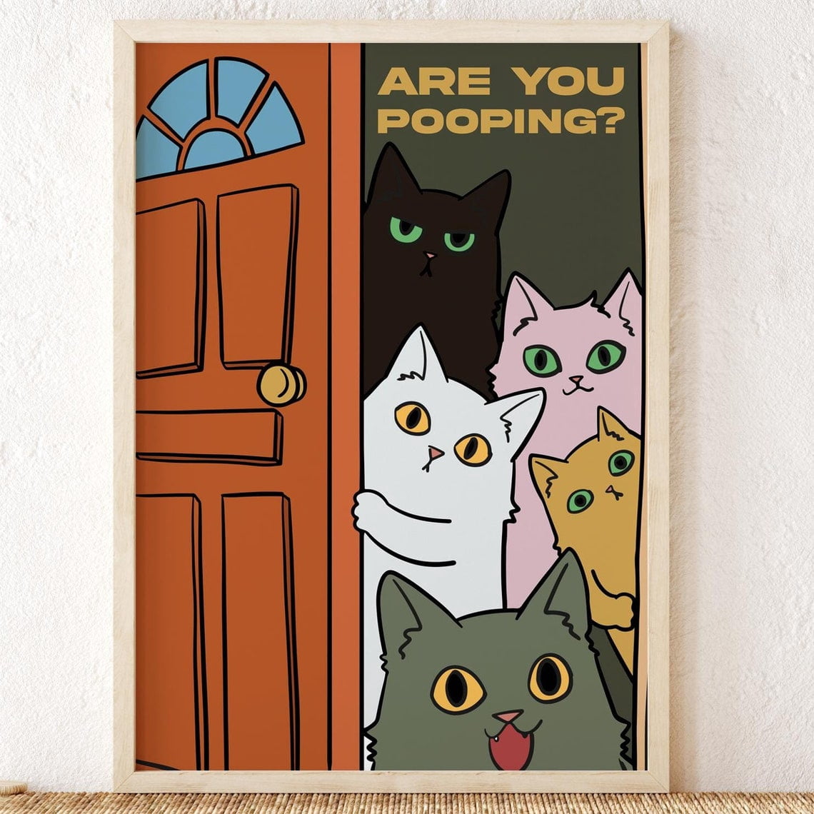Kna Prints - 1 Pc Poster Are You Pooping Cat , Toilet Decoration ...