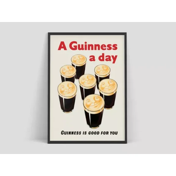 Kna Prints - 1 Pcs Poster A Guinness A Day Advertising Vintage Wall Art Print. Great Vintage Decor, UNFRAMED-8x12
