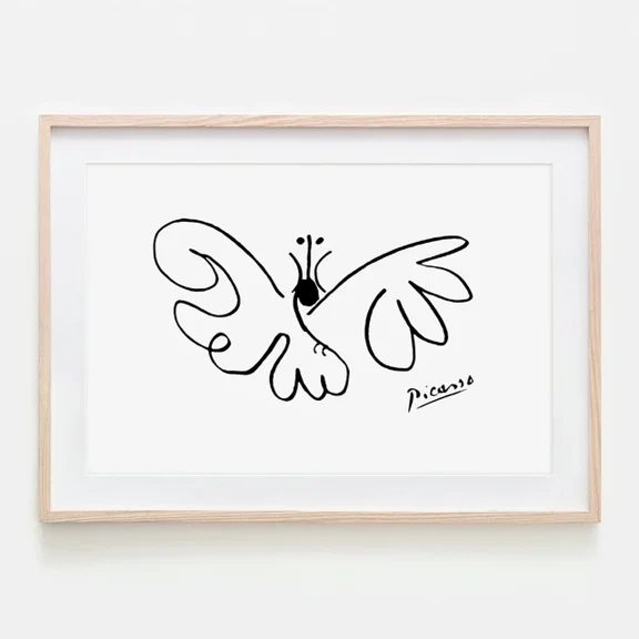 Kna Prints - 1 Pcs Poster Butterfly Line Art By Picasso Wall Art Print. Perfect Minimalist Wall Decor, UNFRAMED-8x12