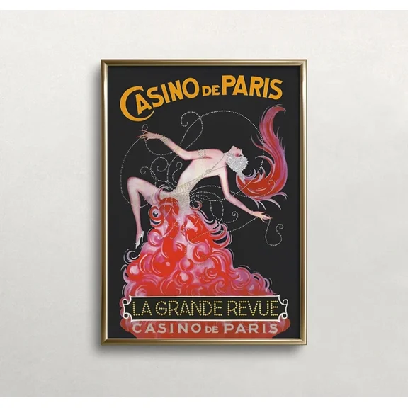 Kna Prints - 1 Pcs Poster Casino De Paris, Rare Vintage Wall Art Retro Advertising Vintage Poster Print, UNFRAMED-8x12