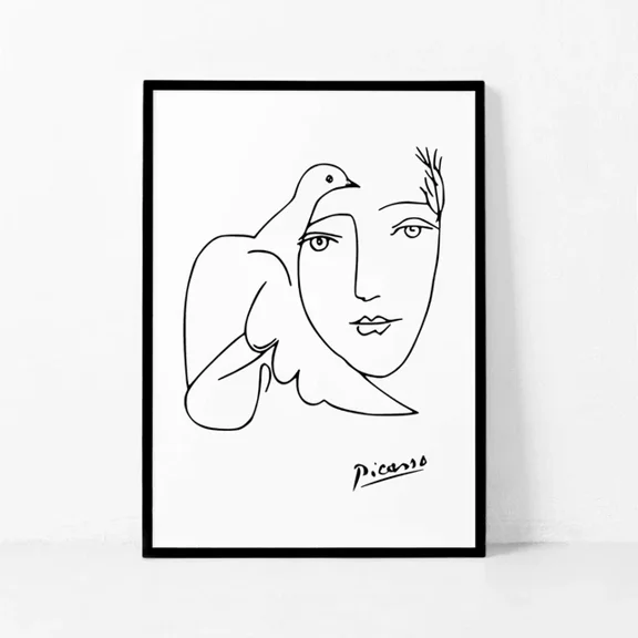 Kna Prints - 1 Pcs Poster Dove Women Sketch By Picasso Wall Art Print., UNFRAMED-8x12