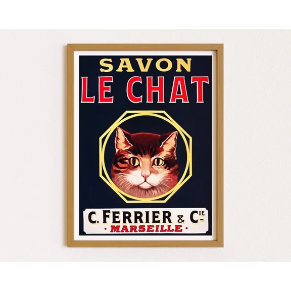 Kna Prints - 1 Pcs Poster French Poster Vintage Cat Poster Antique Soap Ad Poster Cute Animal Wall Art, UNFRAMED-8x12