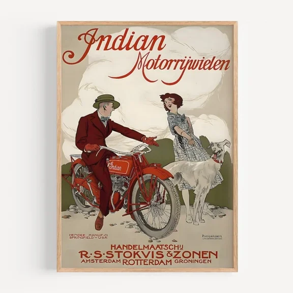 Kna Prints - 1 Pcs Poster - Indian Motorrijwielen 1892 Retro Motocycle Vintage Poster Print, UNFRAMED-24x36