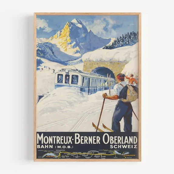 Tasse Céramique Mug Train Montreux Style Art Deco Poster Retro 30's