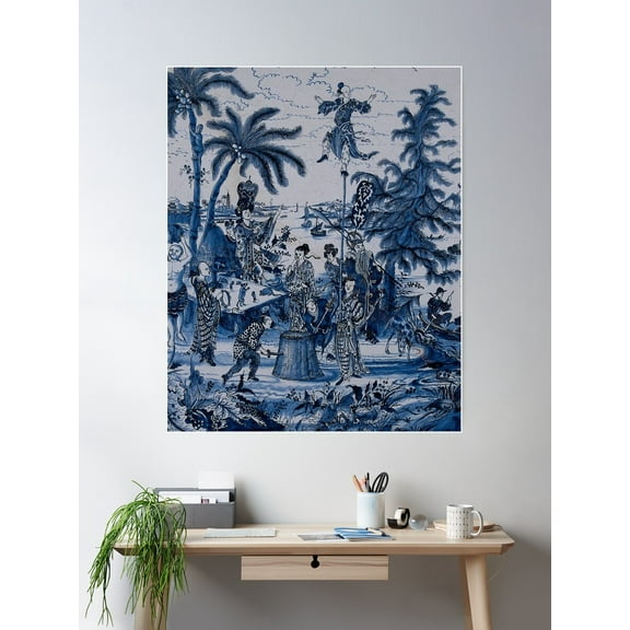 Kna Prints - 17Th Century Delftware Chinoiserie Poster , UNFRAMED-8x12