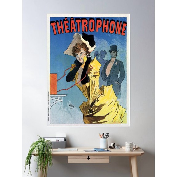 Kna Prints - 1896 Vintage French Theatre Phone (Theatrophone) By Cheret Poster Wall Art, Modern Wall Decor For Living Room Bedroom, UNFRAMED-12x18