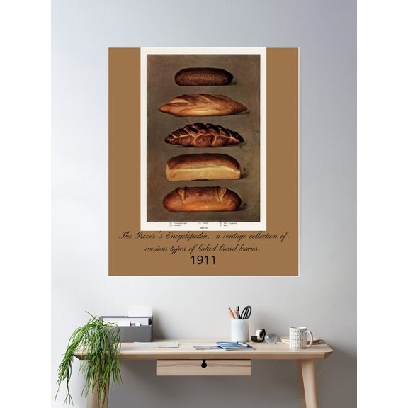 Kna Prints - A Vintage Collection Of Various Types Of Baked Bread Design Poster , UNFRAMED-16x24
