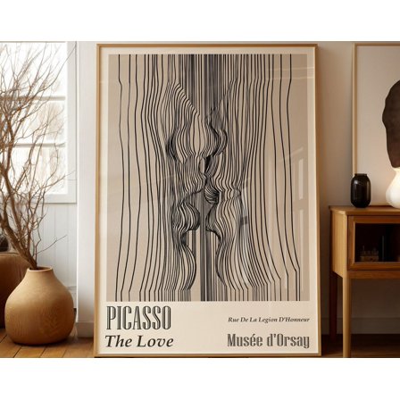 Kna Prints - Abstract Picasso Line Drawing The Love Art Print, Neutral Picasso Poster, Mid Century Modern Gallery Wall Set, Minimalist Wall Art, UNFRAMED-8x12