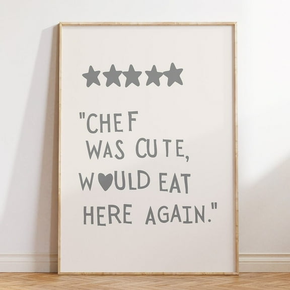 Kna Prints - Aesthetic Kitchen Decor Cute Cooking Art Kitchen Wall Poster Print Minimalist Heposter Print Gray Chef Poster Print Unframed Poster, UNFRAMED-18x24